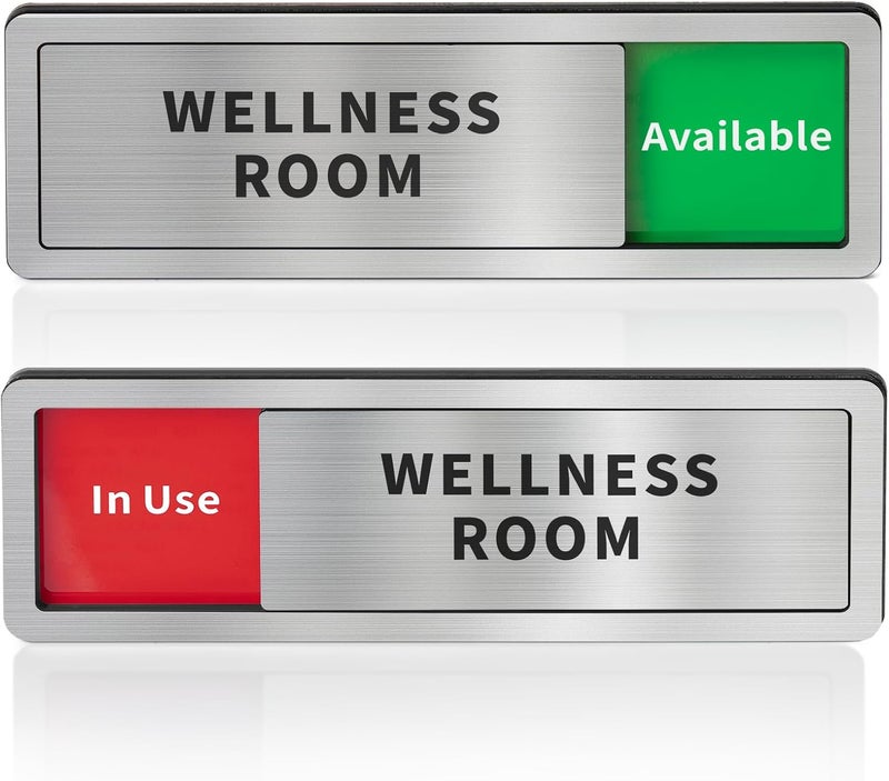 Abudada Wellness Room Office Door Signs, Do Not Disturb- In Use/Available Slider Sign for Home Office Wellness Conference Vacant Occupied Privacy Sliding Door Sign，Brushed Silver - Image 1